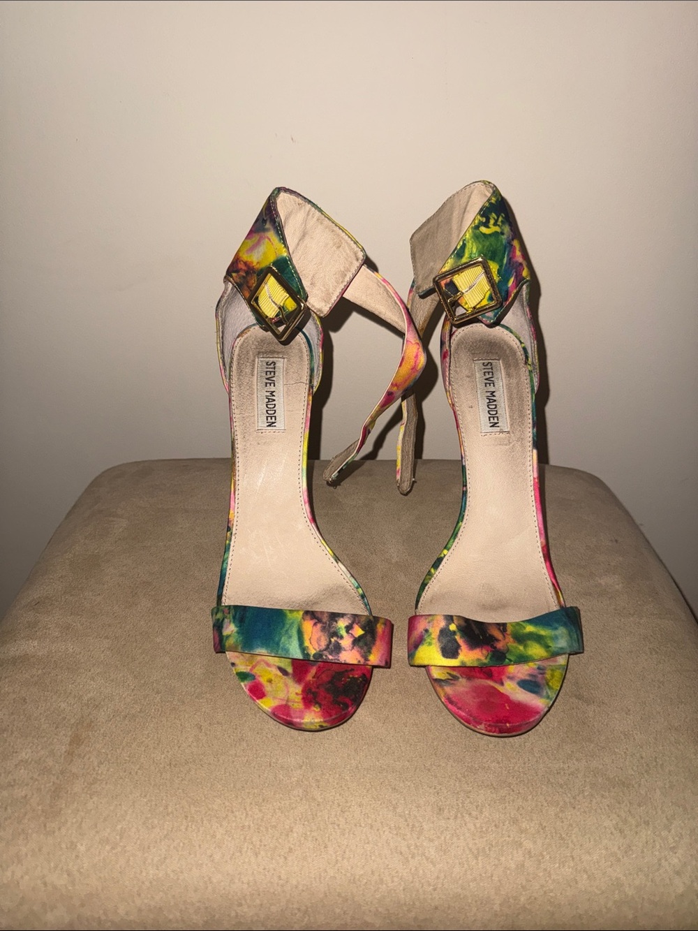 Steve Madden Multicolor Floral Open-Toe Ankle Strap Heels